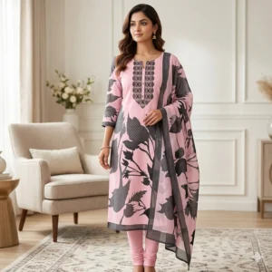 Semi Stitched Pure Cotton Kurta & Palazzo Material